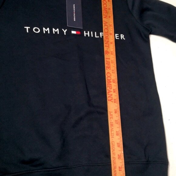 Tommy Hilfiger Sweatshirt Women XXS Navy Blue Embroidered Crew Neck Preppy New - Picture 5 of 10